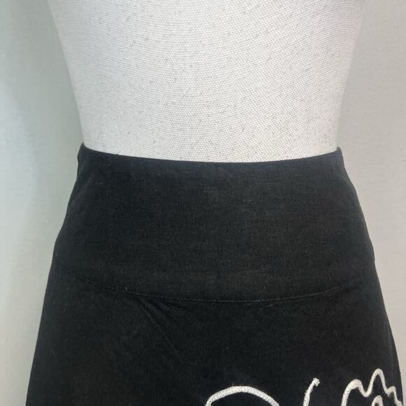 Tweed Skirt size 10 Black Linen White Floral Embroidery Knee A Line Wedding Slim - Picture 3 of 8